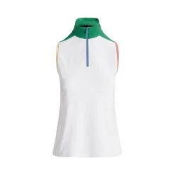 Women's Tri-Colour 1/4 Zip Sleeveless Polo