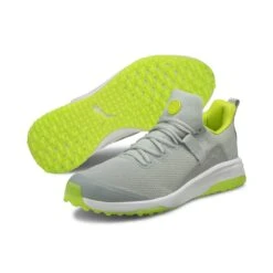 Puma Junior Fusion EVO Spikeless Golf Shoe - Grey/Green -Best Golf Green 16