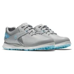 FootJoy Women's Pro SL Spikeless Golf Shoe - Grey/Light Blue -Best Golf Light Blue 12