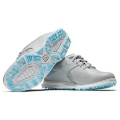 FootJoy Women's Pro SL Spikeless Golf Shoe - Grey/Light Blue -Best Golf Light Blue 13