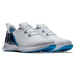 FootJoy Men's Fuel Sport Spikeless Golf Shoe - White/Navy -Best Golf Navy 12