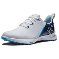 FootJoy Men's Fuel Sport Spikeless Golf Shoe - White/Navy -Best Golf Navy 13
