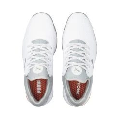 Puma Men's PROADAPT Alphacat Spikeless Golf Shoe- White/Orange -Best Golf Orange 7