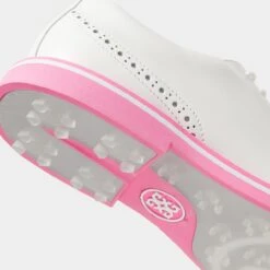 G/FORE Men's Brogue Heel Gallivanter Spikeless Golf Shoe - White/Pink 10 G/FORE Men's Brogue Heel Gallivanter Spikeless Golf Shoe - White/Pink -Best Golf Pink 10