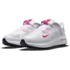 Nike Women's React Ace Tour Spikeless Golf Shoe - White/Pink -Best Golf Pink 15