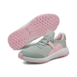 Puma Junior Fusion EVO Spikeless Golf Shoe - Grey/Pink -Best Golf Pink 50