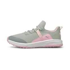 Puma Junior Fusion EVO Spikeless Golf Shoe - Grey/Pink -Best Golf Pink 51