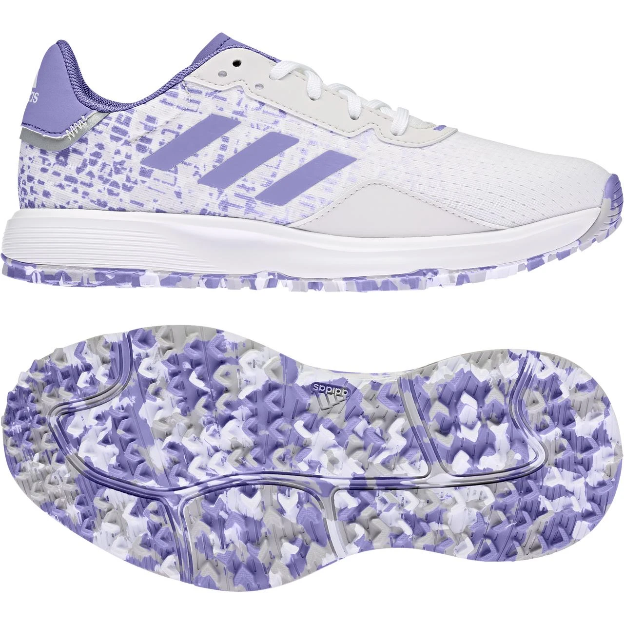 ADIDAS Junior S2G Spikeless Golf Shoe - White/Purple 2 ADIDAS Junior S2G Spikeless Golf Shoe - White/Purple - Image 2