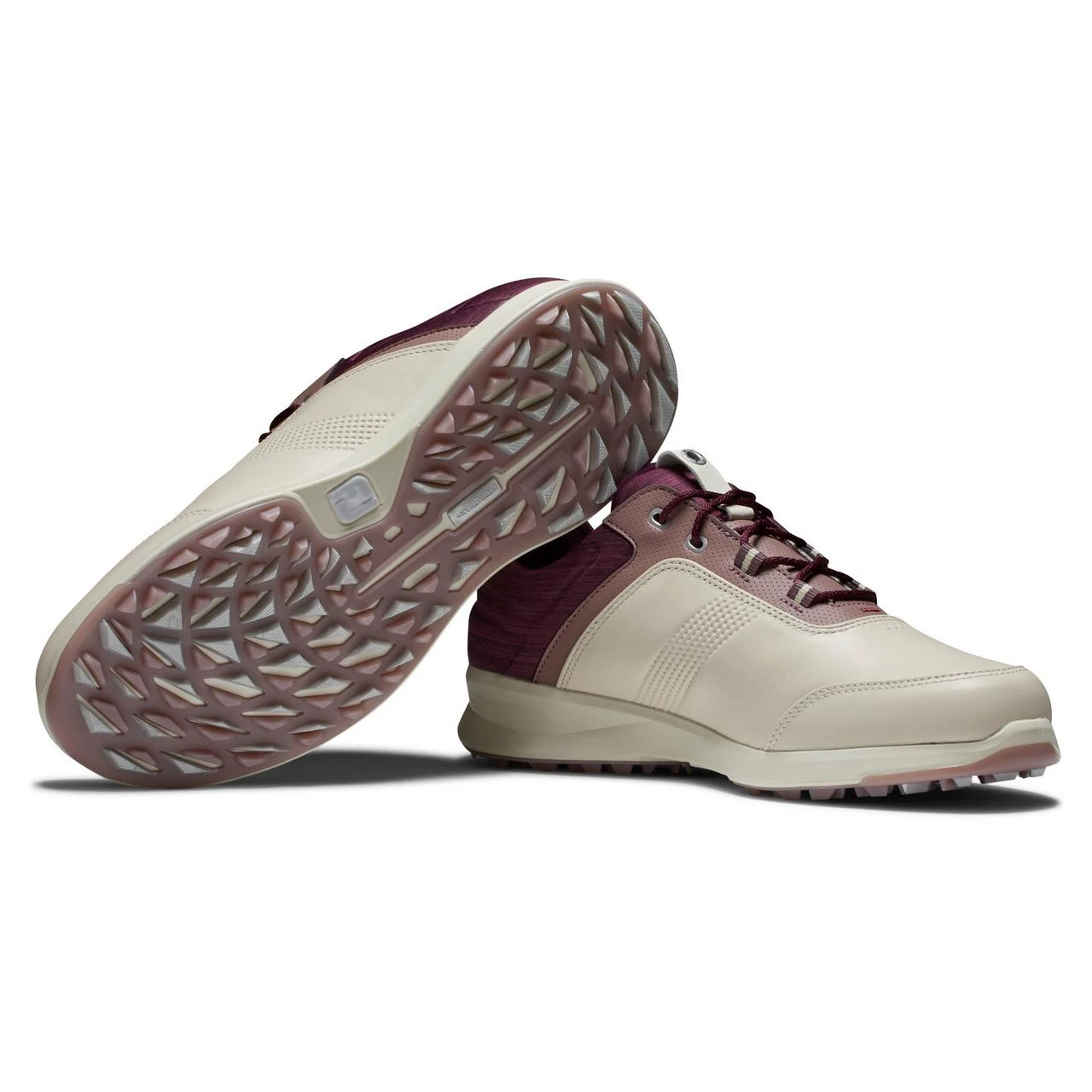FootJoy Women's Stratos Spikeless Golf Shoe - Beige/Purple 3 FootJoy Women's Stratos Spikeless Golf Shoe - Beige/Purple - Image 3