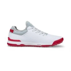 Puma Men's PROADAPT Alphacat Spikeless Golf Shoe- White/Red -Best Golf Red 24