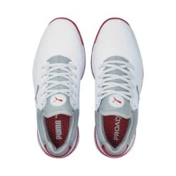 Puma Men's PROADAPT Alphacat Spikeless Golf Shoe- White/Red -Best Golf Red 25