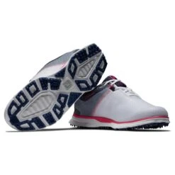 FootJoy Women's Pro SL Sport Spikeless Golf Shoe - White/Grey/Red -Best Golf Red 36