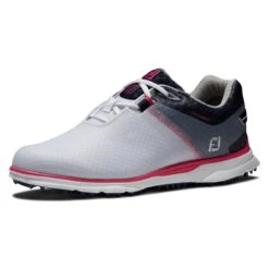 FootJoy Women's Pro SL Sport Spikeless Golf Shoe - White/Grey/Red -Best Golf Red 38