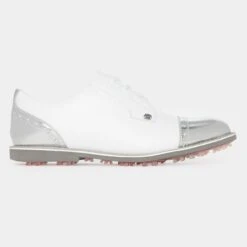 G/FORE Women's Cap Toe Gallivanter Spikeless Golf Shoe - White/Silver