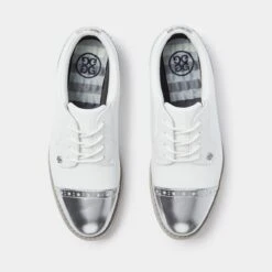 G/FORE Women's Cap Toe Gallivanter Spikeless Golf Shoe - White/Silver 8 G/FORE Women's Cap Toe Gallivanter Spikeless Golf Shoe - White/Silver -Best Golf Silver 17
