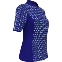 Women's Flamingo Print Mock Neck Short Sleeve Top -Best Golf Womens Flamingo Print Mock Neck Short Sleeve Top 2