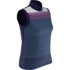 Callaway Women's Zip Mock Gradient Geo Printed Sleeveless Polo -Best Golf Womens Zip Mock Gradient Geo Printed Sleeveless Polo 2