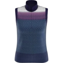 Callaway Women's Zip Mock Gradient Geo Printed Sleeveless Polo